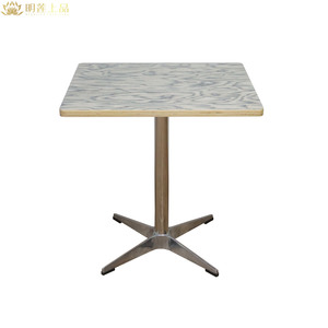 M2743 Square Wooden 4 Seats Dining Tables Stainless Steel Base Restaurant Table