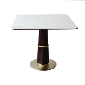 M2511 Square Dining Table with Sintered Stone Top Stainless Steel Bottom Plate