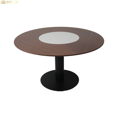 M2824 Modern Round Wooden Dining Table Metal Base Restaurant Table
