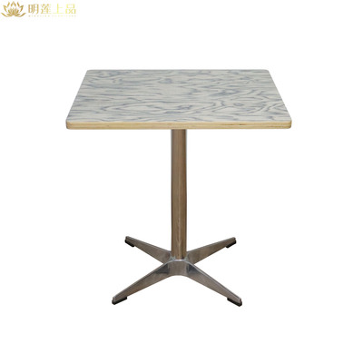 M2743 Square Wooden 4 Seats Dining Tables Stainless Steel Base Restaurant Table