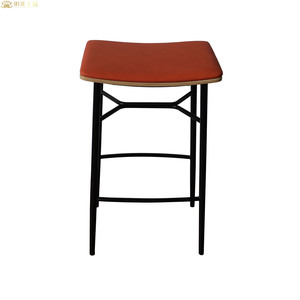 M2596 Modern Design Commercial Furniture Metal Restaurant Stool Leather Upholstered Bar Stool