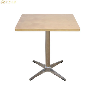 M2744 Modern Wooden Dining Table Stainless Steel Metal Base Restaurant Rectangular Tables