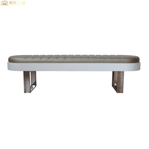 M2767 Metal Stainless Steel Booth Seating Leather Bench Sofa