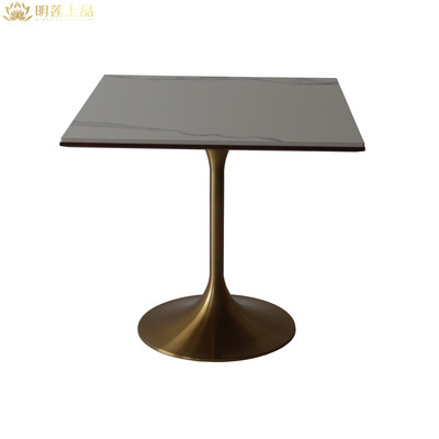 M2838 Modern Artificial Marble Restaurant Square Table Stainless Steel Base 4 Seats Dining Tables