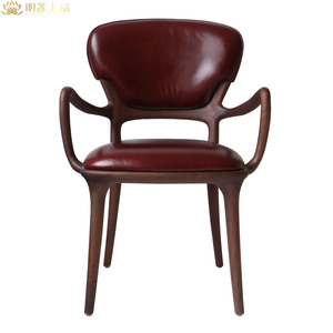 M2856 Modern Solid Wood Leisure Chair Leather Accent Rest Chairs