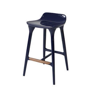 M2905 &nbsp;Bar Stool Dark Blue High Gloss with Stainless Steel Footrest