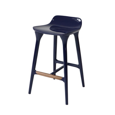M2905 &nbsp;Bar Stool Dark Blue High Gloss with Stainless Steel Footrest