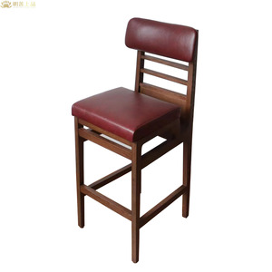 M2663 Modern Design Solid Wood Bar Chair Leather Upholstered Restaurant Furniture Bar Stool