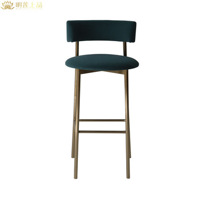 M2853 Modern Bar Chair Fabric Upholstered Restaurant Metal Bar Stool